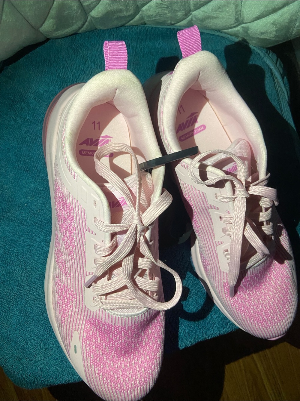 Avia Women's Pink Knit Memory Foam Athletic Sneakers